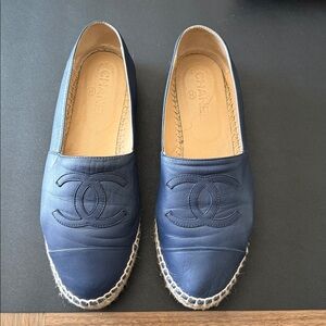 CHANEL Dark Navy Espadrilles Lambskin